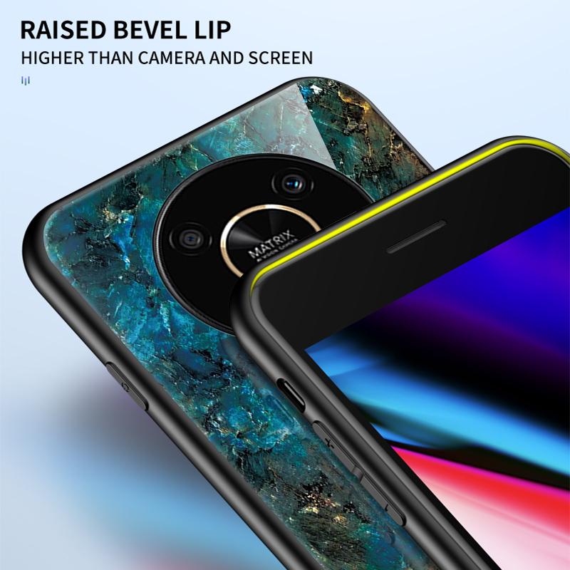 Deksel For Honor 50 Pro 50 se X8 X9 X7 7A Pro 7s 20 50 Lite 9x Premium 9C 30S 9S Deksel Marmorert herdet glass Deksel bak