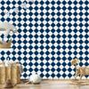 Basic Retro Checkered Wallpaper Navy Blue and White 50x1000