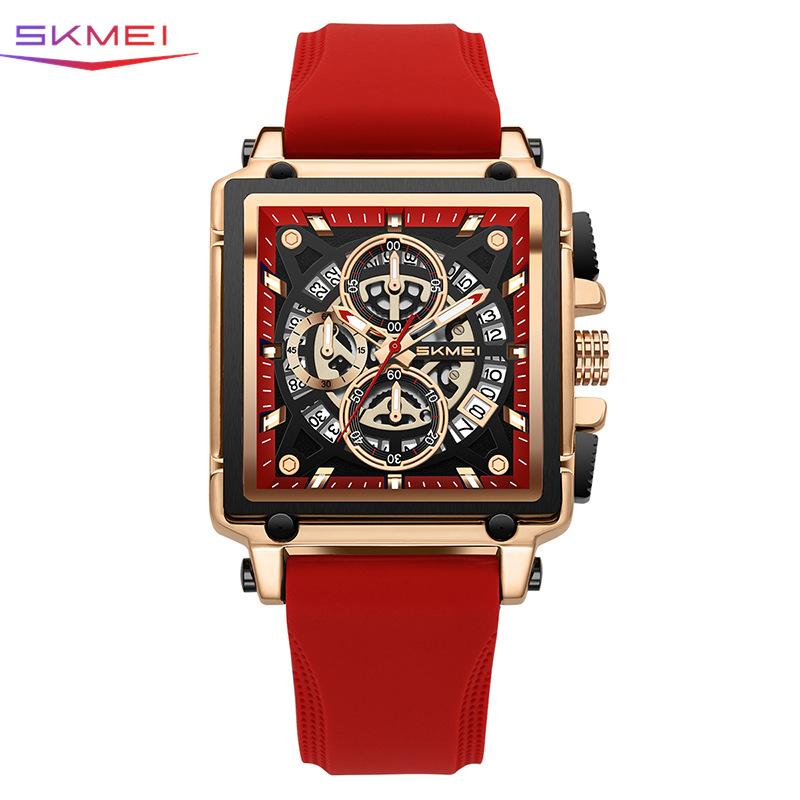 

skmei часы квадратные мужские часы полые календарные деловые кварцевые часы студенческие повседневные мужские часы