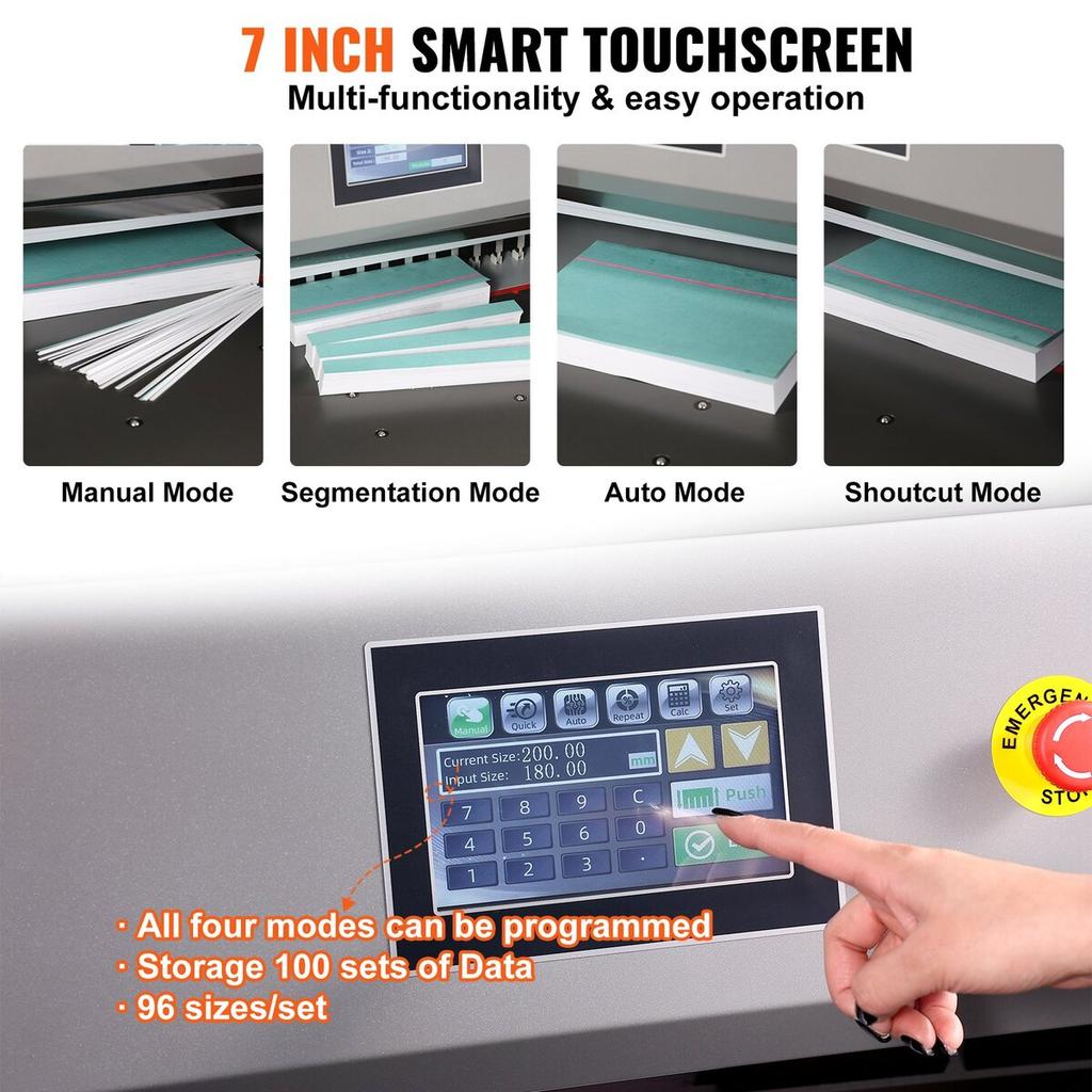 Electric Hydraulic Paper Cutter 26" Cutting Width 3.14" Thickness 7"Screen