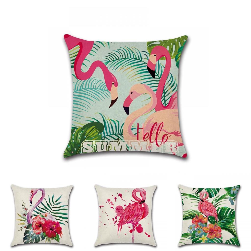 Luxurious Flamingo Tropical Monstera Cotton Linen Cushion Cover For Chic Living Spaces