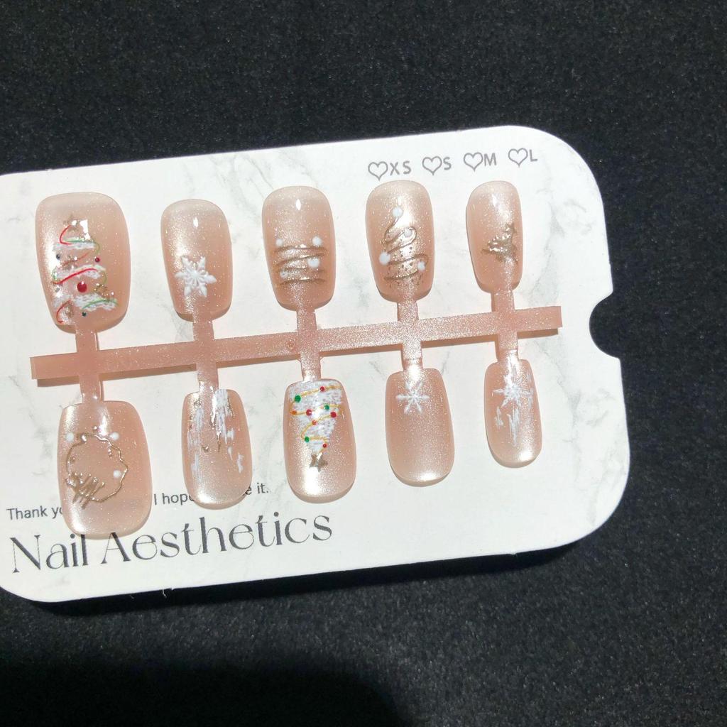 30-Piece Christmas Tree Snowflake Cat Eye Nail Art: Translucent Ice Holiday Patches