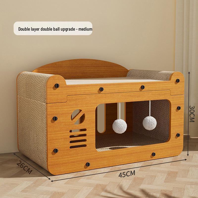 All-Season Durable Cat Scratching Board & Bed - Scratch-Resistant, Non-Shedding, Cat Claw Sharpener & House