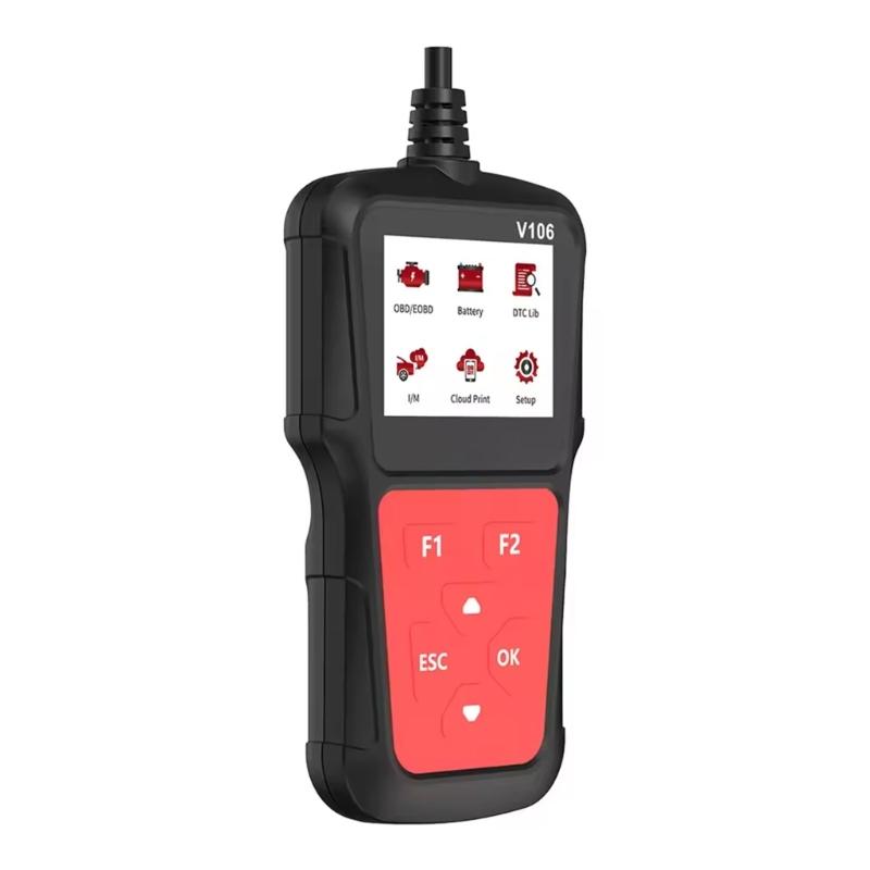 Warning Light Review Tool with OBD2 Live Data Display, Handheld Vehicle Diagnostic Unit with Color Screen, Fixed Cable, and Routine Vehicle