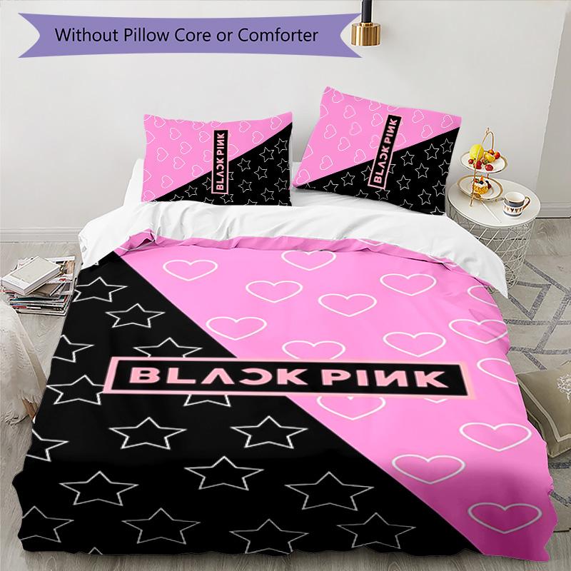 KPOP 3pcs Bedding Set Duvet Cover Closure Includes 1 Duvet Cover & 2 Pillowcases for All Seasons Bedroom Home Dorm Decor