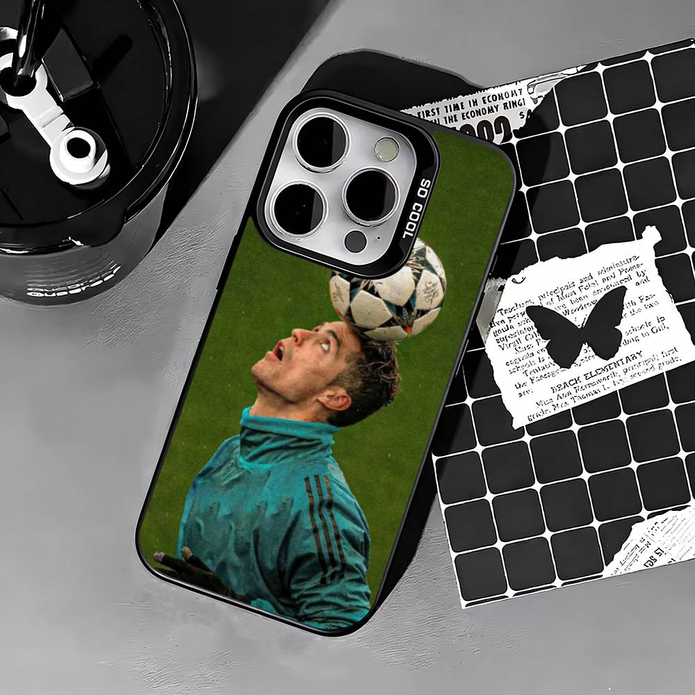 CR7-Ronaldo Football Phone Case For iPhone 17,16,15,14,13,12,11 Plus,Pro Max,XS,Colored Silver Phone Case