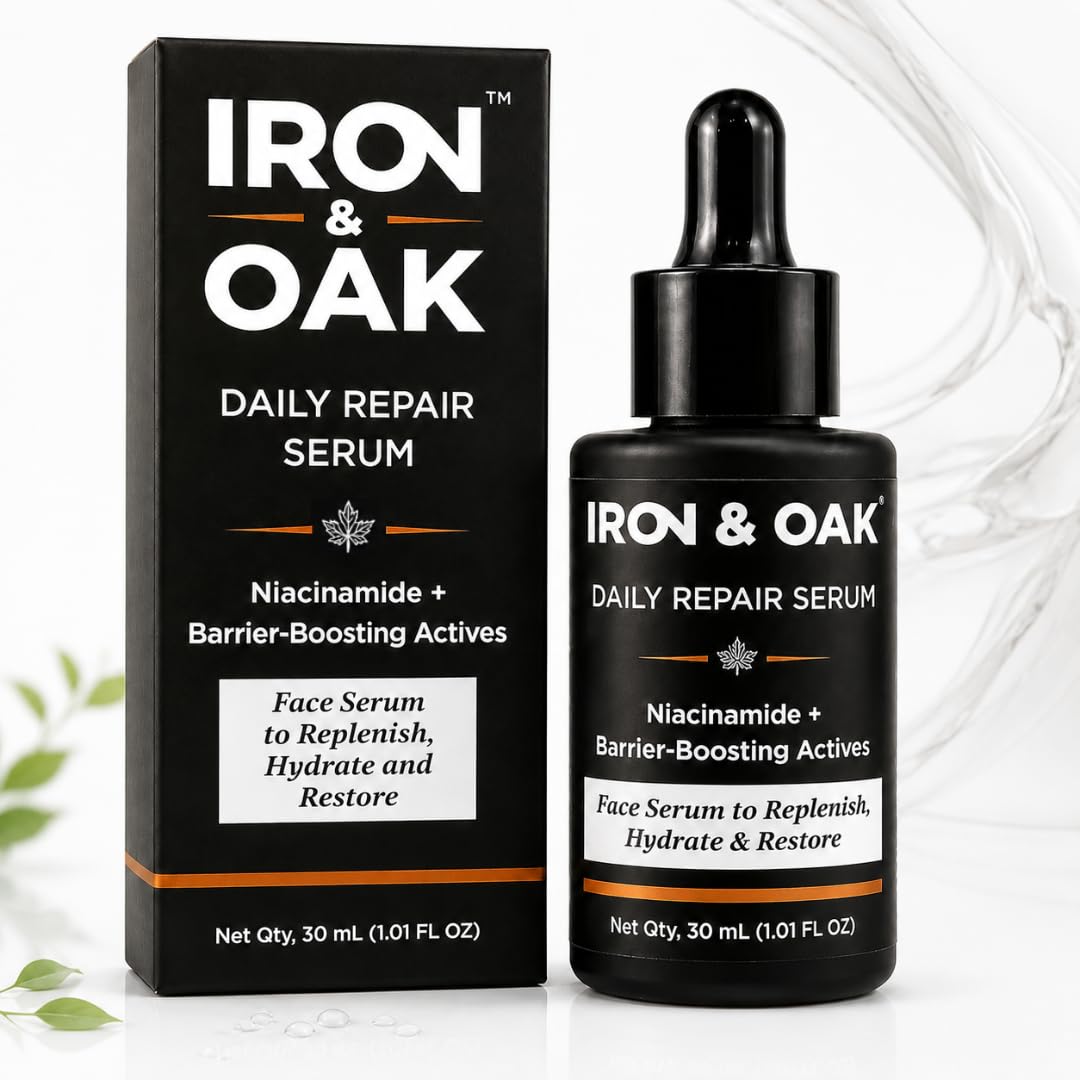 Iron & Oak Ежедневная восстанавливающая сыворотка для лица для мужчин | Сыворотка с ниацинамидом для сужения пор, поддержки кожного барьера и баланса жирности | Легкая увлажняющая формула