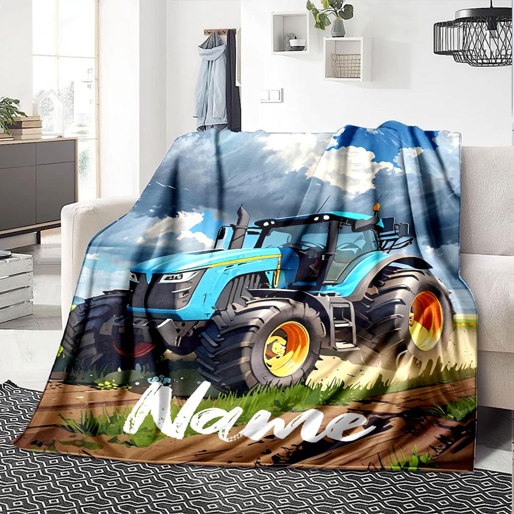 Custom Name Truck Theme Printed Blanket - Perfect for Couch, Bed, Travel & Outdoor Use | Machine Washable, Cozy & Durable.