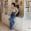 New Arrivals Open Run Women Waist Adjustable Bijou Cargo Aviation Pants Denim