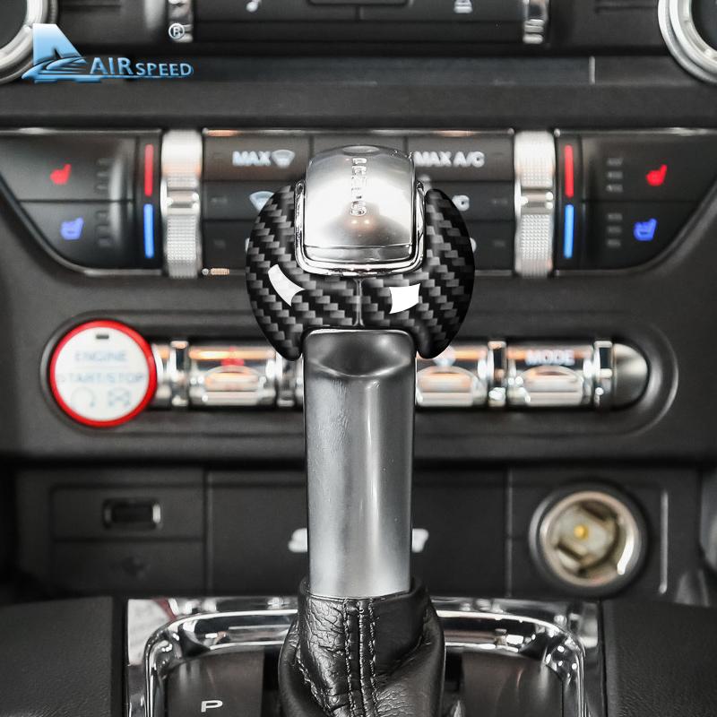 Real Hard Carbon Fiber Sticker for Ford Mustang 2015 2016 2017 2018 2019 2020 2021 2022 Accessories Interior Gear Shift Knob