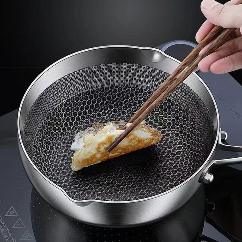 Versatile Versatile Stainless Steel Pot with Cover 18cm Non-Stick Food Pot Frying Stir-Frying Cooking Boiler Kitchen