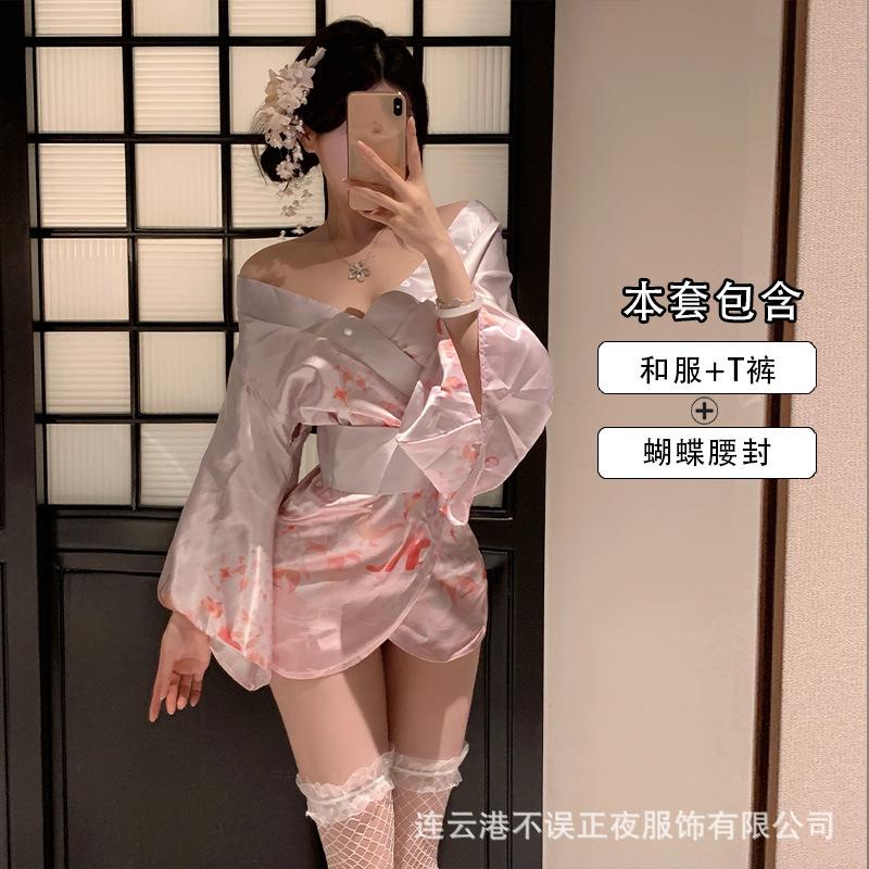 Sex lingerie sexy deep V two-dimensional open kimono uniform pure desire suit pajamas women