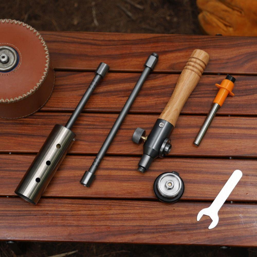 Three-stage Long Flamethrower Timber Handle Lengthened BBQ Igniter Flame Lighter Fire Starting