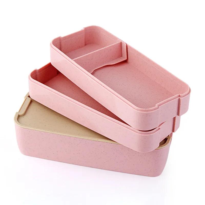 900ml zdravý materiál obědový box 3 vrstvy pšeničné slámy bento boxy mikrovlnná trouba nádobí na skladování potravin obědový box