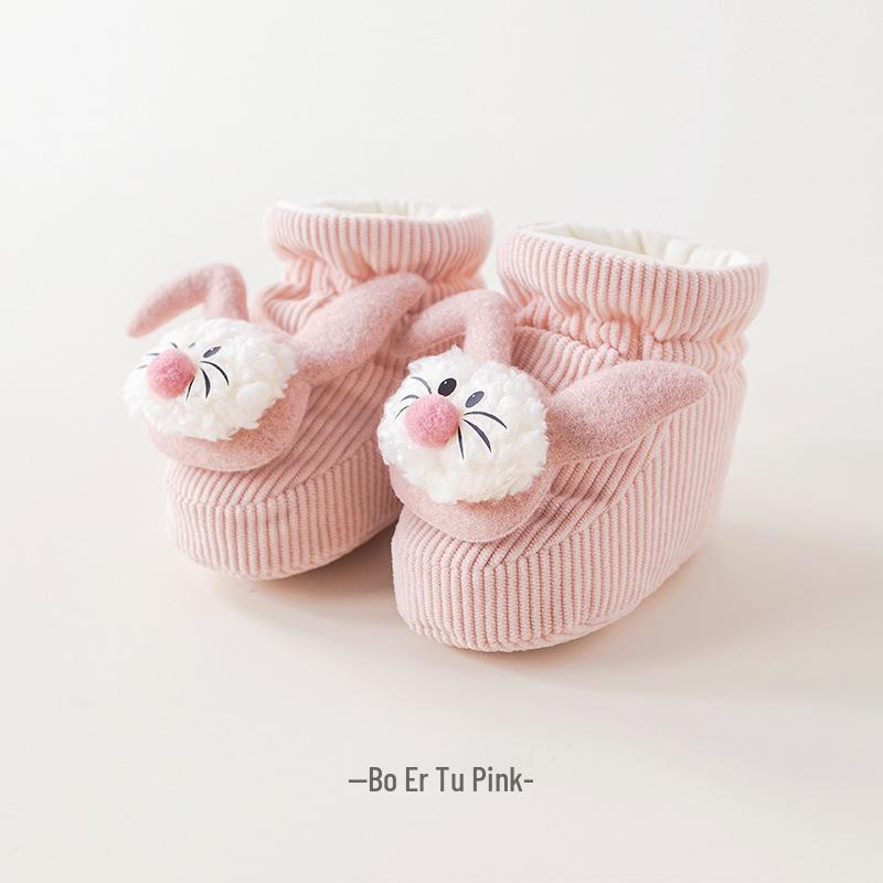 Newborn Cartoon Velvet-Lined Warm Baby Pre-Walking Shoes: Cute, Thick, Soft Sole Socks for Autumn and Winter 11cm (0-6 months)
