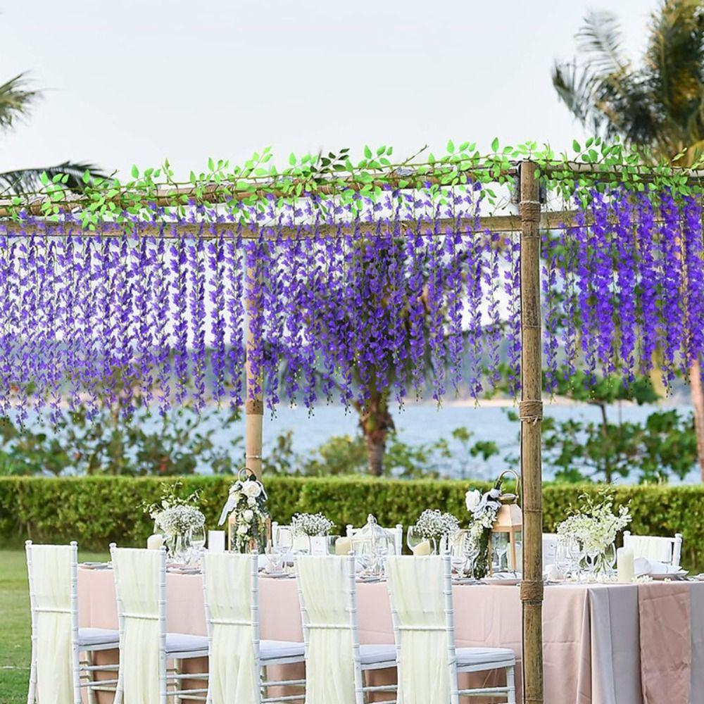 Hanging Artificial Flowers Rattan Large 10 Branches Simulation Wisteria Flowers Handmade Realistic Fake Silk Flower Vine