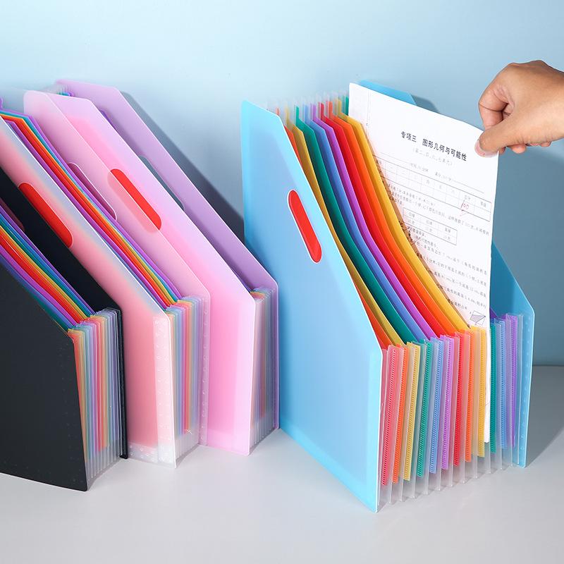 A4 Large Capacity Accordion Document Bag with Slanted Mouth for Student Paper Storage and Organization