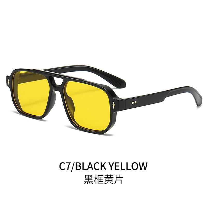 New Square Double Beam Sunglasses Men'S Casual Driving Sunglasses Business Style Decorative Sunglasses