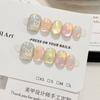 10Pcs Cute Cat Eye Short Press On Nails Christmas Snowman Bow Snowflake Cherry Apple Full Cover Fake Nails Gift