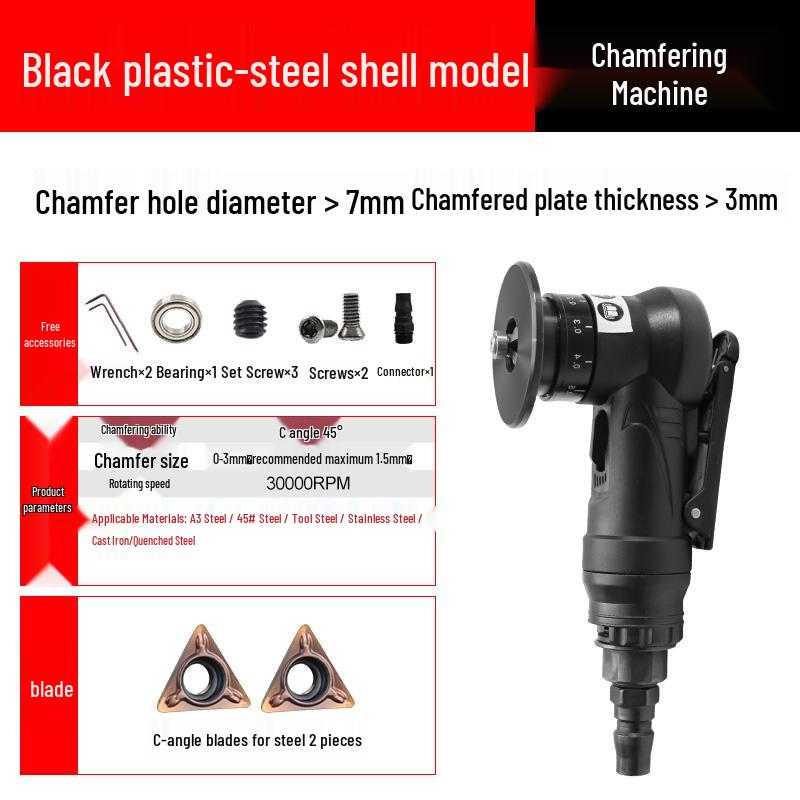 Compact Pneumatic Chamfering Tool - Handheld C & R Angle Deburrer for Woodworking Edge and Burr Removal