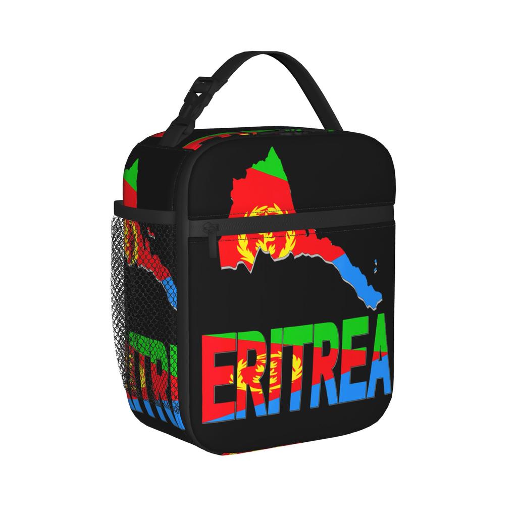 I Love Eritrea Flag in Eritrean Map  Lunch Bag Love Eritrea Flag Map Portable Lunch Box Adult School Cooler Bag Tote Handbags