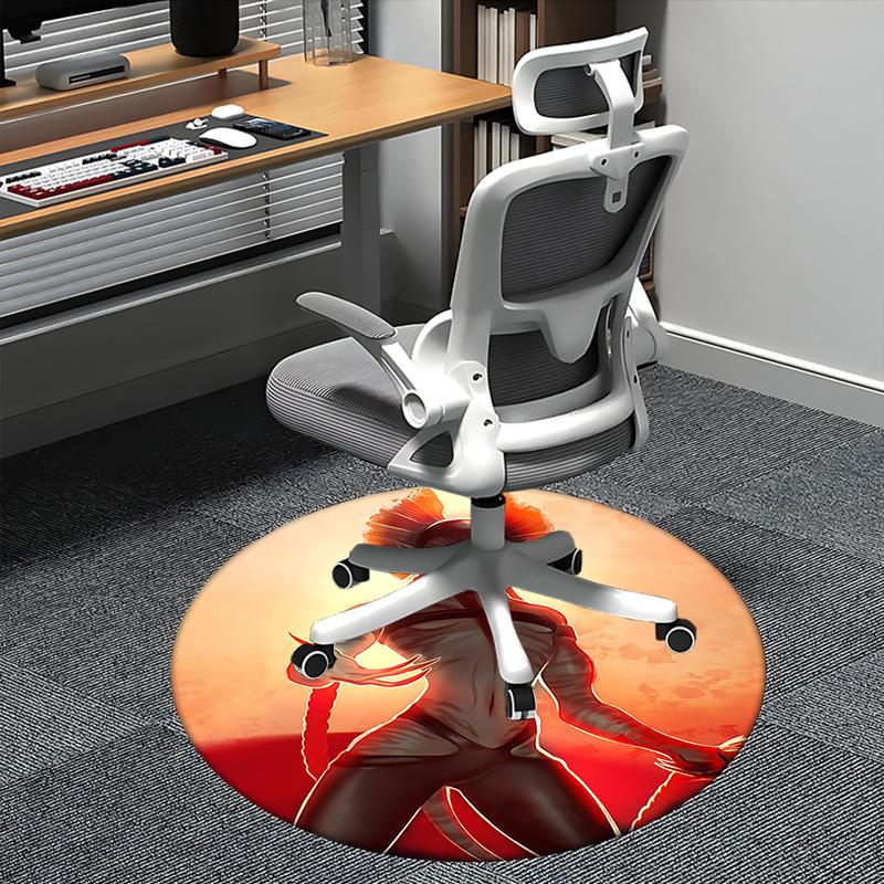 

Red Demon Chair Mat Round Carpet for Home Decor, Office Use, Bedroom, Living Room, Gift Idea0252b 80cm by 80cm