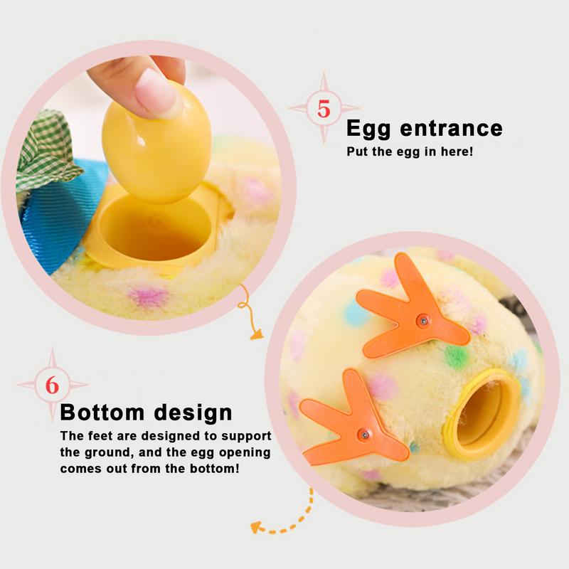 Stuffed Chicken with Egg Plush Hen Puzzle Fun Musical Chicken Figurine Pet Toys Interactive Cat Toys Lays Eggs for Holiday