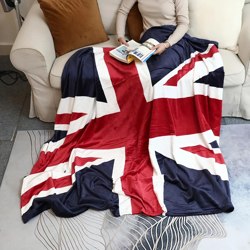 Britische Flagge Flanell-Kuscheldecke Union Jack Design für Zuhause Büro Geschenke Dünne Steppdecke für Nickerchen Klimaanlage