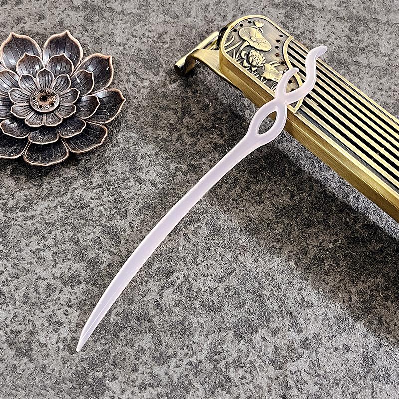 Imitation Jade Ancient Wind Hairpin Daily Hair Coiffure Hanfu Bamboo Xiangyun Cheongsam Hair Pulling Pill Head Multicolor Hairpin