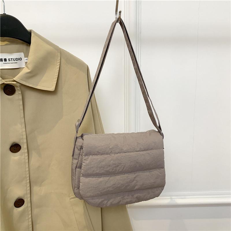 Casual Small Square Crossbody Bag for Women Minimalist Solid Color Shoulder Bag Soft Flap Purse
