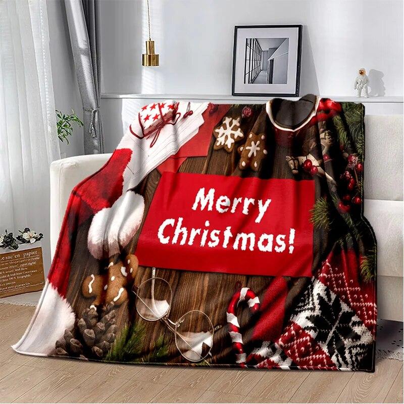 Desene animat Moș Crăciun Pom de Crăciun Fericit Cadou pentru copii Pătură moale de pluș, pătură de flanel Pătură pentru sufragerie dormitor canapea