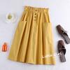 Spring/Summer 2025 Elegant Elastic Waist A-Line Button Skirt for Women