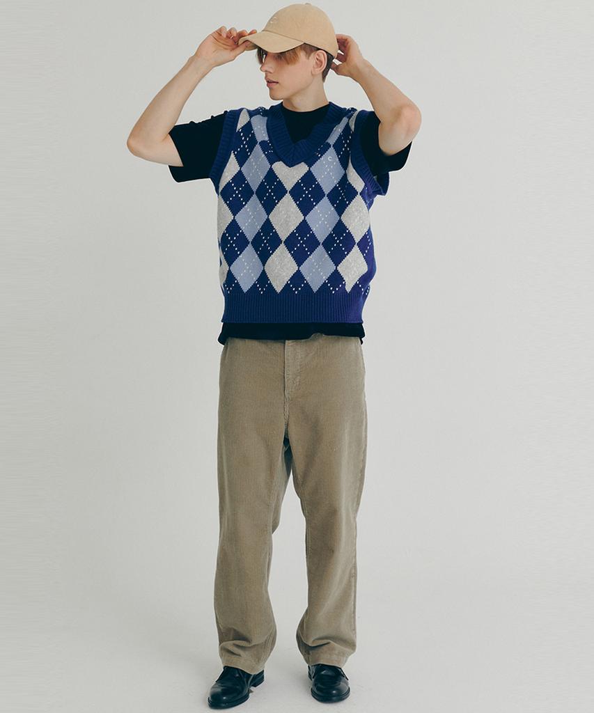 Clove [22Fw Clove] Argyle Wool Vest (Blue)