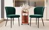 Dining Chair (2 Pcs), Dark Green, Upholstered Chair Design Chair with Backrest, Seat Made of Velvet Frame Made of Metal
