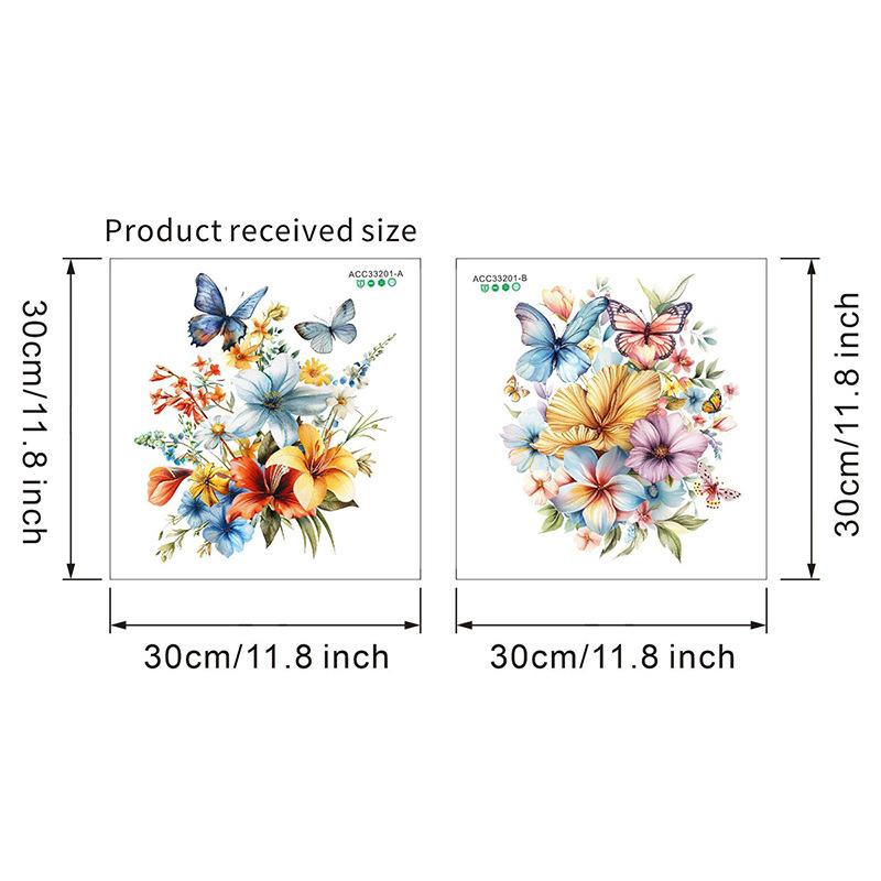 

2Pcs Fresh Flower and Butterfly Toilet Stickers Creative Self - Adhesive Decals for Decorating Toilet Tank and Seat in Bathroom розовый