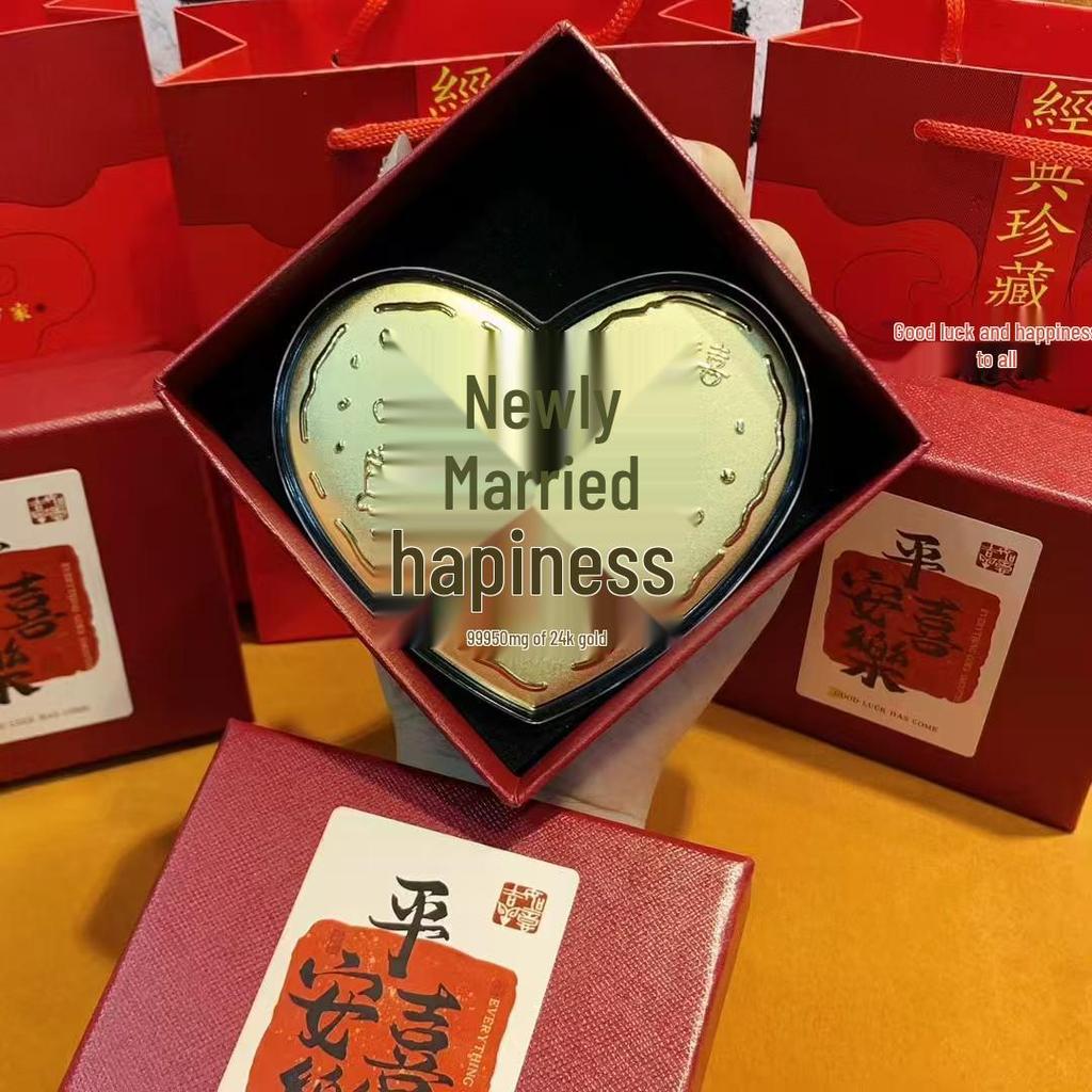 Gold 999 Pure Gold Heart-Shaped Qixi Festival Cake - Valentine's Day Gift "Love 520" for Your Princess.