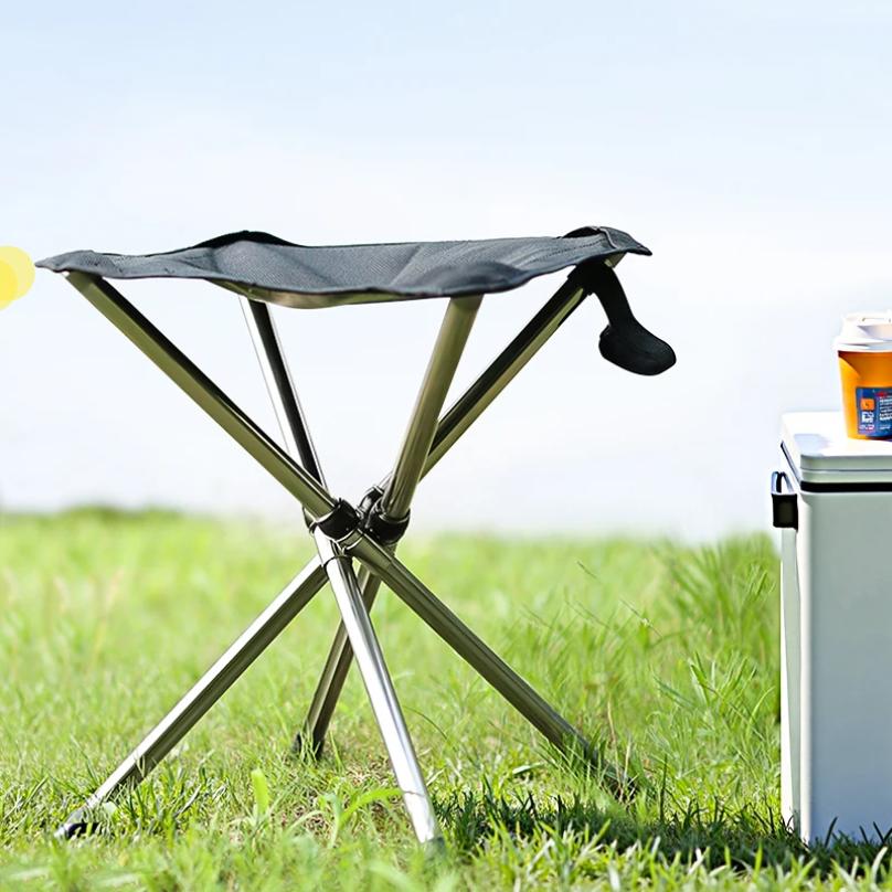Portable Folding Stool Lightweight Stainless Steel Beach Stool Outdoor Fishing Chairs for Travel Camping Picnic BBQ