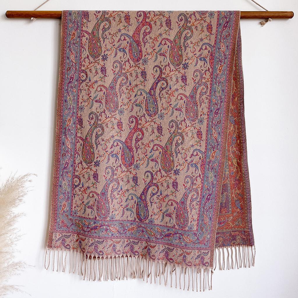 Light luxury ethnic style cashew nut pattern fringed jacquard scarf high-end versatile women's headscarf shawl