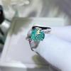 Paraiba Green Moissanite Women's Ring, S925 Sterling Silver, European/American Fashion, Temperament Style