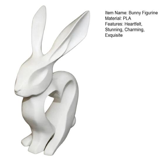 3D Printed Bunny Heart Figurine, Hollow Heart Rabbit Statue, Modern Art Desktop Decoration for Living Room, Tabletop, Shelf, TV Cabinet