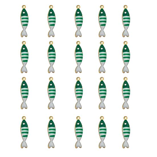20Pcs Enamel Fish Charms Stainless Steel Fish Pendants Double-sided Striped Mini Fish Charms for DIY Jewelry Making Earring Necklace Bracelet Keychain
