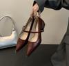 Fashion Retro Style Thick Heel Women Mary Jane Shoes Fashion Shallow Pointed Toe Ladies Comfort Office Pumps Footwear