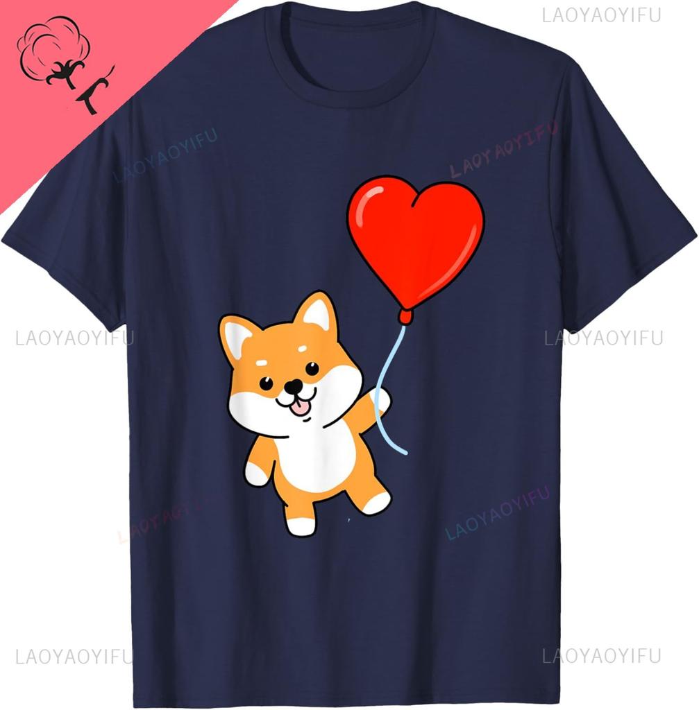Valentinstag Shiba Inu T-Shirt Druck Original Design Geschenke T-Shirts Baumwolle Lustiges Shirt Grafik T-Shirts Camisas Streetwear
