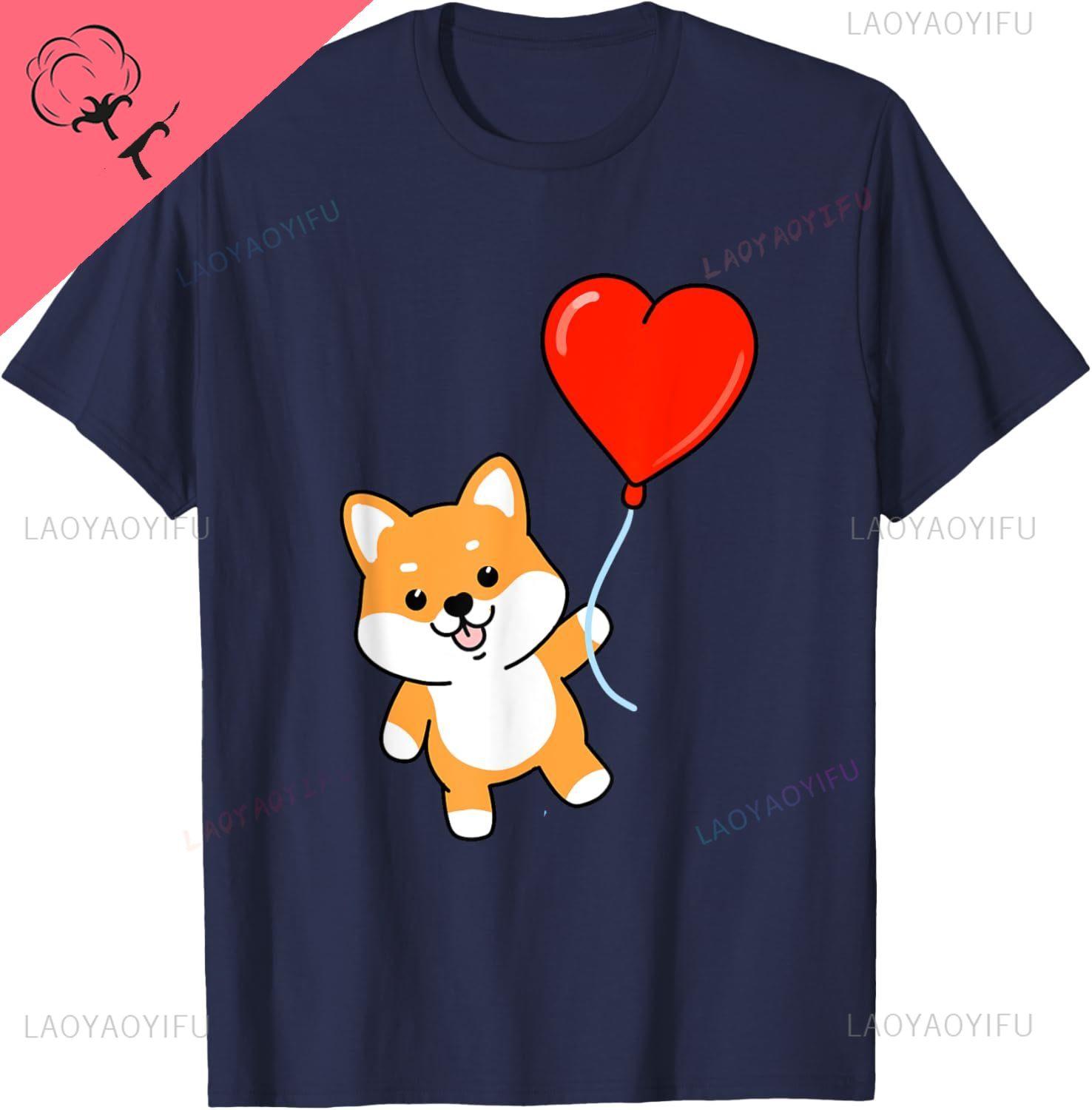 

Valentines Day Shiba Inu TShirt Print Original Design Gifts T Shirts Cotton Funny Shirt Graphic T Shirts Camisas Streetwear S