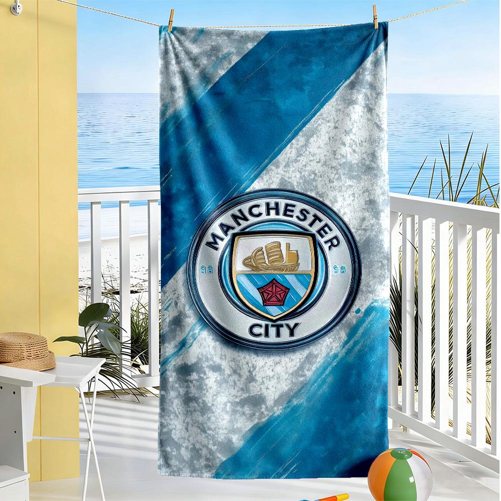 Telo Mare Manchester City Fc Super Morbido Microfibra Tessuto Asciugatura Rapida Confortevole Leggero Adatto per Nuoto, Palestra, Campeggio, Yoga Vacanza