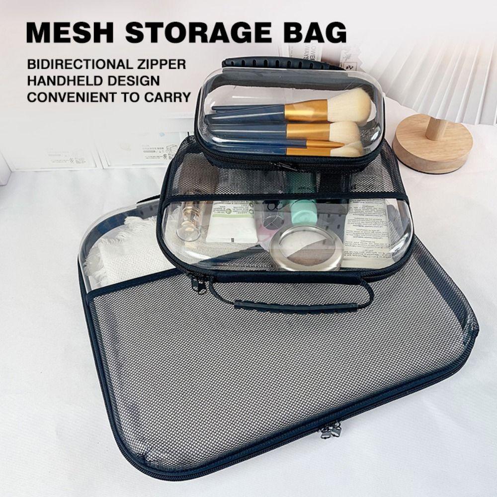 Front Mesh Pocket Clear Travel Storage Case Waterproof Blocks Toy Storage Bin  Small Items