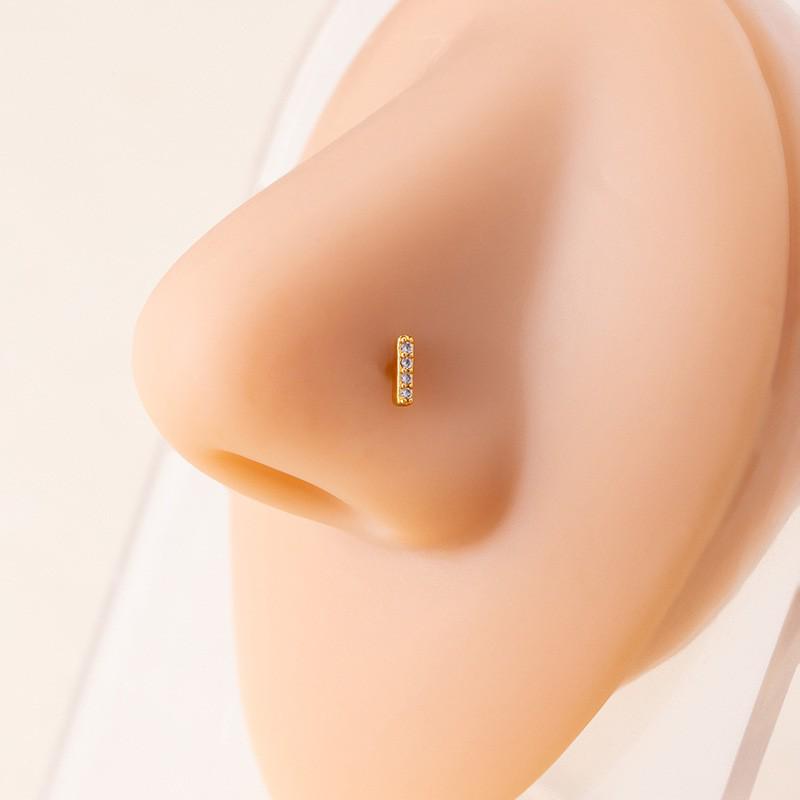 Personalized Zirconia Letter Nose Stud for Men and Women - Trendy Micro-Inlaid Straight Needle Piercing Ornament.