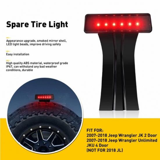 

For Jeep JK Wrangler Rear Spare Tire 3rd Brake Light 2007-2017 93972 US
