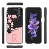 Case for Samsung Galaxy Z Flip4 Flip3 5G Black Phone Coque Z Flip 4 3 Hard PC Luxury Cover Zflip3 Cherry Blossom Pink Letter