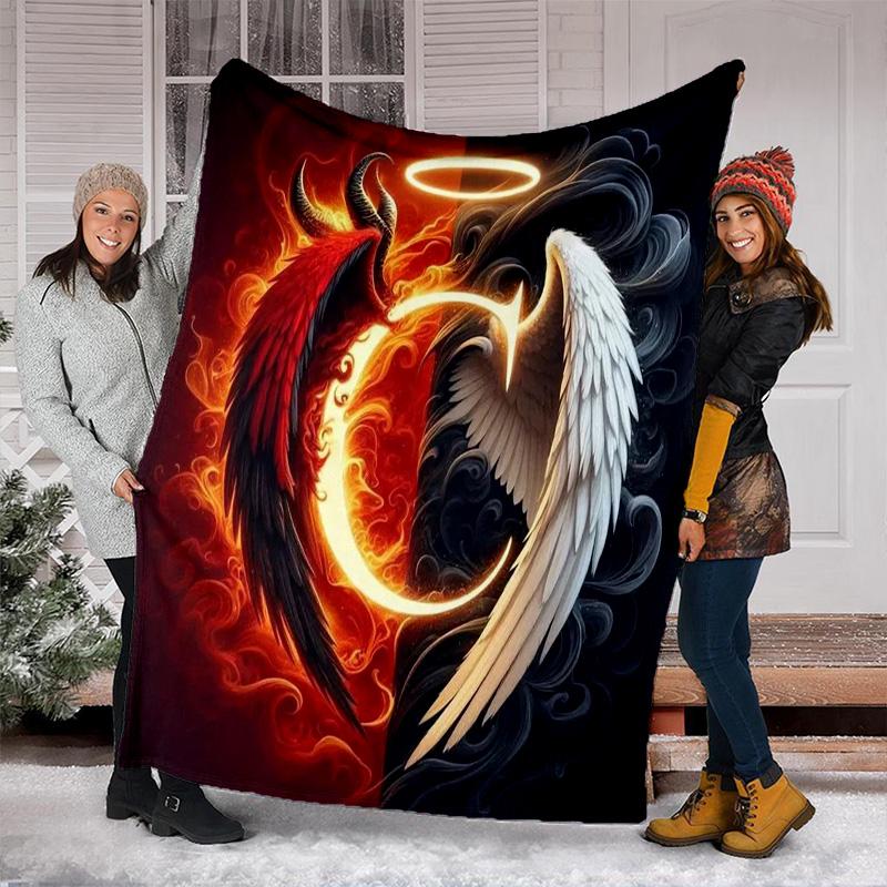 Angel Devil Fantasy Art Print Blanket Soft Comfortable All Seasons Couch Office Nap Travel Blanket Birthday Gift Christmas Present